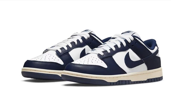 Men's Dunk Low Navy/White Shoes 0466